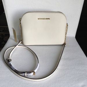 NWT Michael Kors Cindy Large Dome Crossbody ecru
